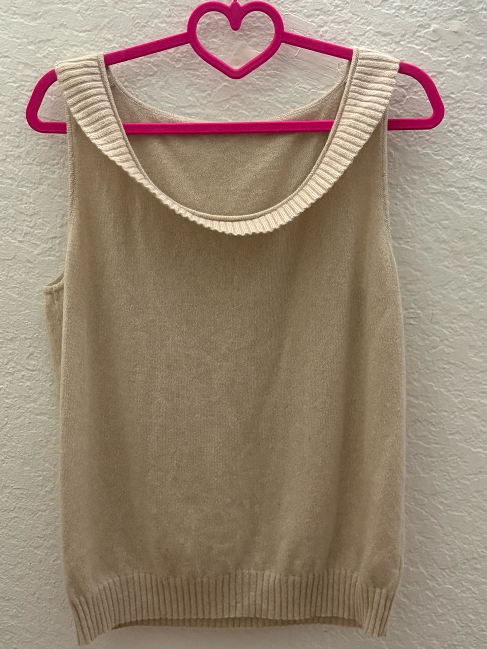 Source Unknown Cream Rib-Trim Knit Tank